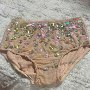 Iheartraves Sparkling Embellished Tan Shorts